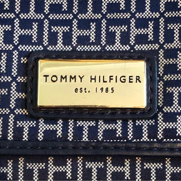 TOMMY HILFIGER Navy Blue Grey Trifold Wallet Credit Card Slots Extra Section - Picture 3 of 14